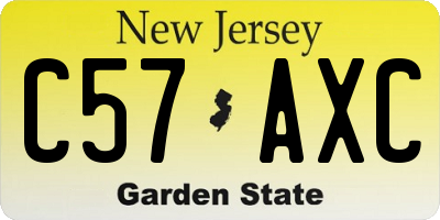 NJ license plate C57AXC