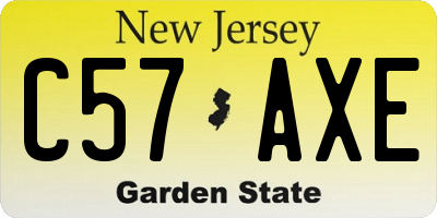 NJ license plate C57AXE