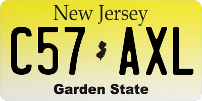 NJ license plate C57AXL