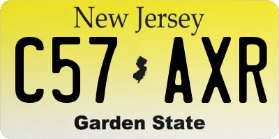 NJ license plate C57AXR