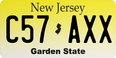 NJ license plate C57AXX