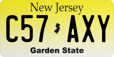 NJ license plate C57AXY