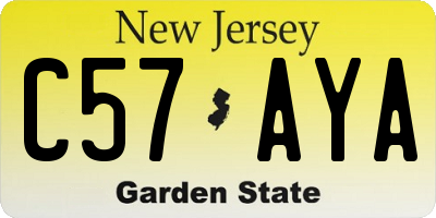 NJ license plate C57AYA