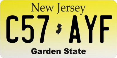 NJ license plate C57AYF