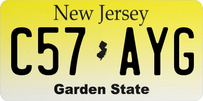 NJ license plate C57AYG