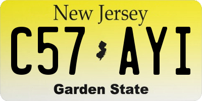 NJ license plate C57AYI