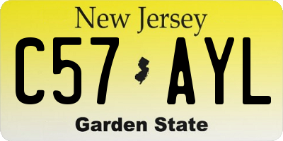 NJ license plate C57AYL