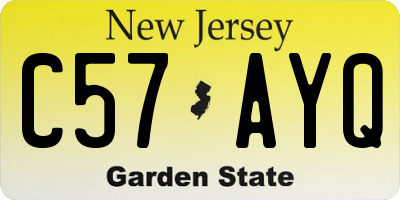 NJ license plate C57AYQ