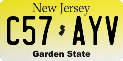 NJ license plate C57AYV
