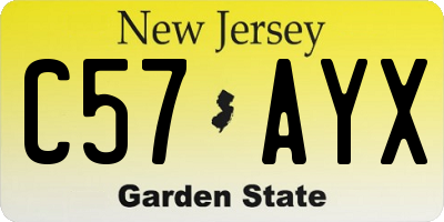 NJ license plate C57AYX