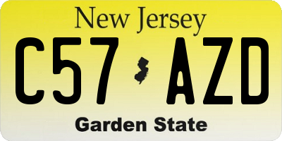 NJ license plate C57AZD