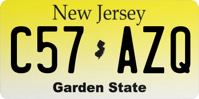NJ license plate C57AZQ
