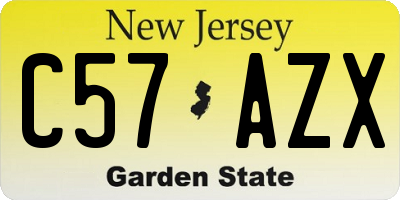 NJ license plate C57AZX