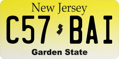 NJ license plate C57BAI