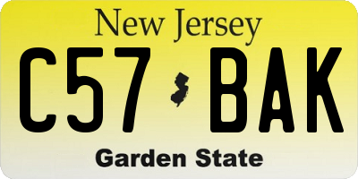 NJ license plate C57BAK