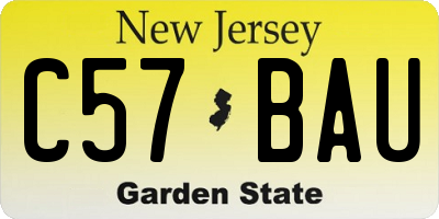 NJ license plate C57BAU
