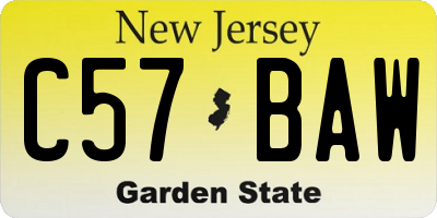 NJ license plate C57BAW