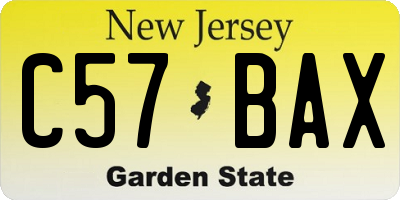 NJ license plate C57BAX