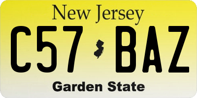 NJ license plate C57BAZ