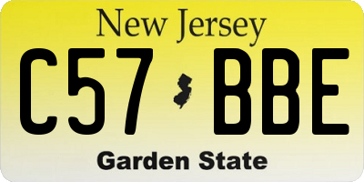 NJ license plate C57BBE