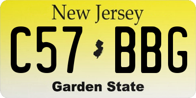 NJ license plate C57BBG