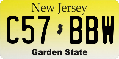 NJ license plate C57BBW
