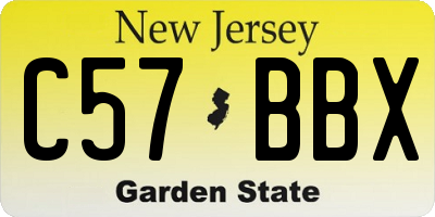 NJ license plate C57BBX