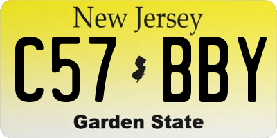 NJ license plate C57BBY