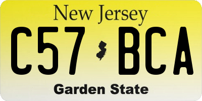 NJ license plate C57BCA