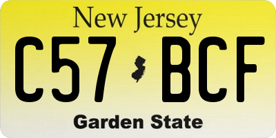 NJ license plate C57BCF