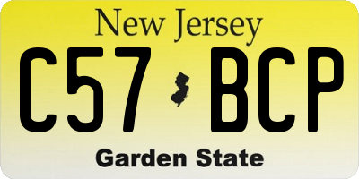 NJ license plate C57BCP