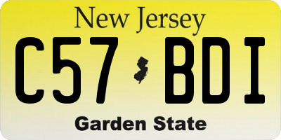NJ license plate C57BDI