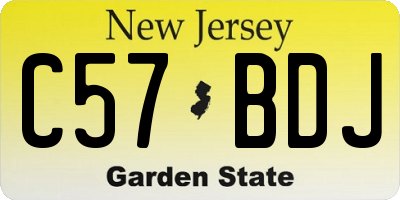 NJ license plate C57BDJ