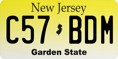 NJ license plate C57BDM