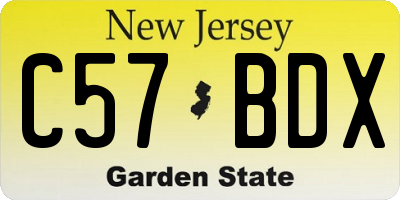 NJ license plate C57BDX