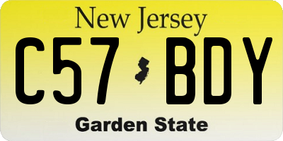 NJ license plate C57BDY