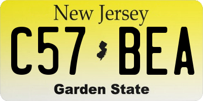 NJ license plate C57BEA