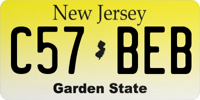 NJ license plate C57BEB