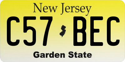 NJ license plate C57BEC