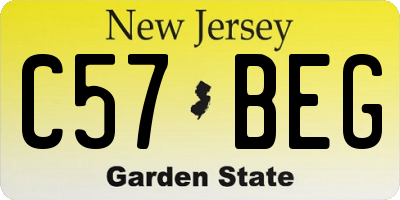 NJ license plate C57BEG