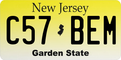 NJ license plate C57BEM