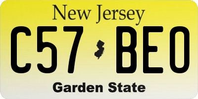 NJ license plate C57BEO