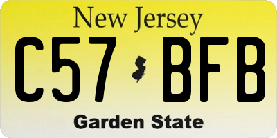 NJ license plate C57BFB