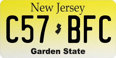 NJ license plate C57BFC