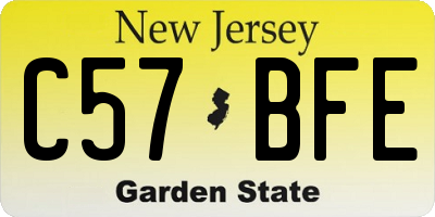 NJ license plate C57BFE