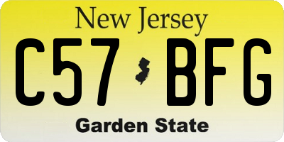 NJ license plate C57BFG