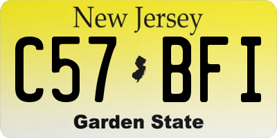 NJ license plate C57BFI