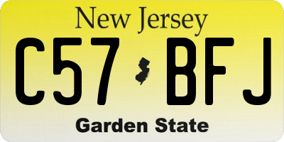 NJ license plate C57BFJ