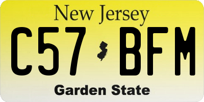 NJ license plate C57BFM