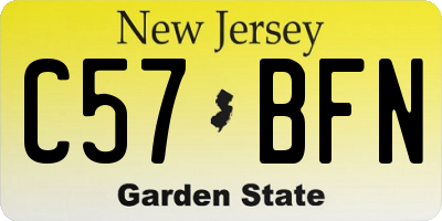 NJ license plate C57BFN